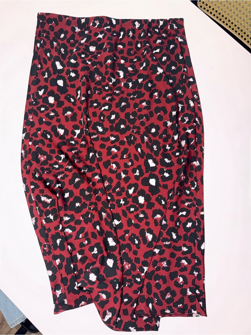 LOFT Burgundy and Charcoal Abstract Print Skirt